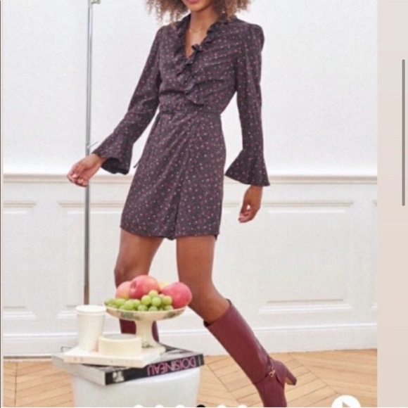 RARE Rouje Chrystale Wrap Mini Floral Dress size 4 - Picture 2 of 12